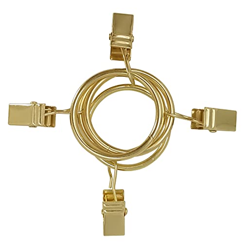Amzseven 40 Pack Curtain Rings With Clips, Drapery Clips With Rings, Hangers Drapes Rings 1.26 Inch Interior Diameter, Fits Up To 1 Inch Curtain Rod, Gold Color #TOP2