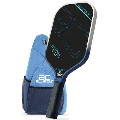 Blue Cut Pickleball Paddle – USAPA Approved Pickleball Paddles Racket with T700 Carbon Fiber, 16mm Honeycomb Core, Spin Surface, Pro Power Speed & Control – Includes Carry Bag - image 1