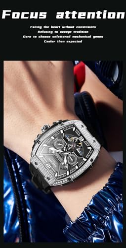 Image of OLEVS Mens Automatic Mechanical Watch Multi-Function Diamond Skeleton Luxury Sapphire Crystal 50M Waterproof Wrist Watch