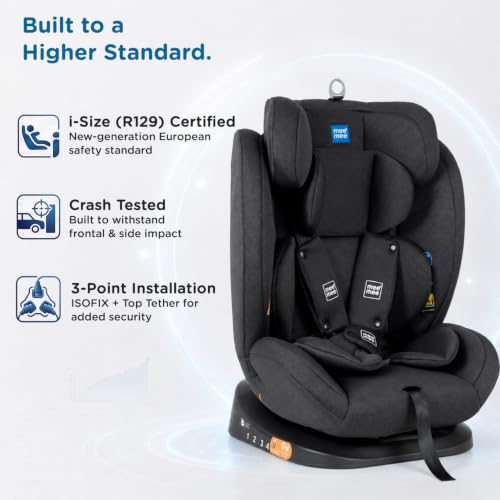 Image of Mee Mee Cruise Care Baby Car Seat for Newborn & Toddler (0-10 Years), Up to 40kg, 5-Point Safety Harness, Adjustable Headrest - Grey