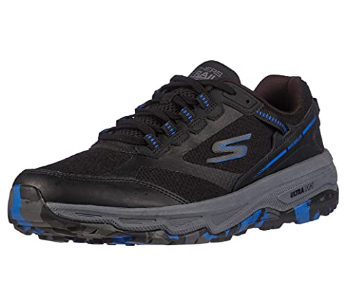Skechers Men's GOrun Altitude-Trail Running Walking Hiking Shoe with Air Cooled Foam Sneaker, Black/Blue, 10.5