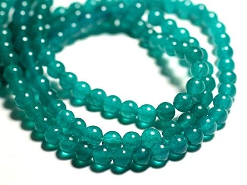 Perles de jade 6mm bleu vert paon pour création bijoux LKBEADS