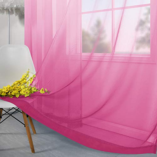 Koufall Pink College Dorm Room Essentials For Girls Set Of 2 Panels Grommet Sheer Voile Curtains Kawaii Bedroom Decor For Teen Girls 52 X 72 Inch Length #TOP1