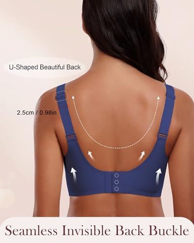 Image of HORISUN Seamless Mesh Lace Bras for Women No Underwire Wireless Bras with Support and Lift Full Coverage Deep V Bralettes