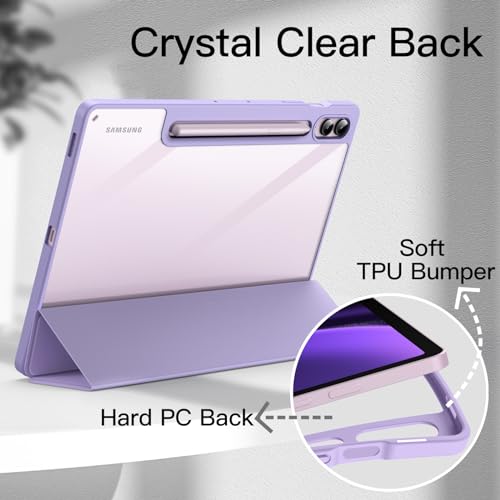 Coque Samsung Galaxy Tab S9 FE Plus Transparent avec Support Violet