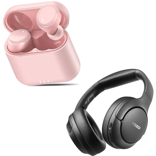 TOZO T6 Wireless Earbuds, Bluetooth 5.3 Ear Buds HT2 Hybrid Active Noise Cancelling Headphones