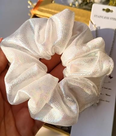 Image of Gift Hamper Combo for Women & Girls 2 Scrunchies, 1 Butterfly Neck Piece, 1 Evail-Eye Heand Breaclate with Box(Green & White)