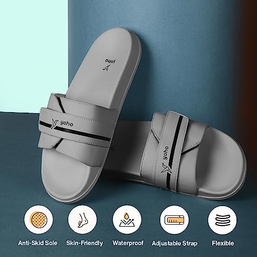 Image of YOHO Drystep Sliders for Men | Waterproof Monsoon Footwear & Rainy Sandals | Skin Friendly Adjustable Strap