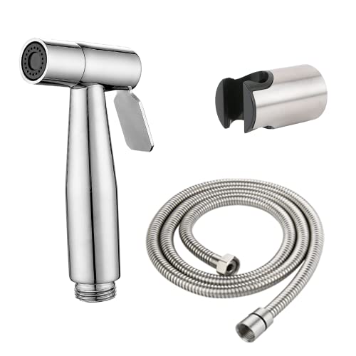baokemo Bathroom Bidet Sprayer Set Sanitary flusher 304 stainless steel Bidet Shower spray (silver D)