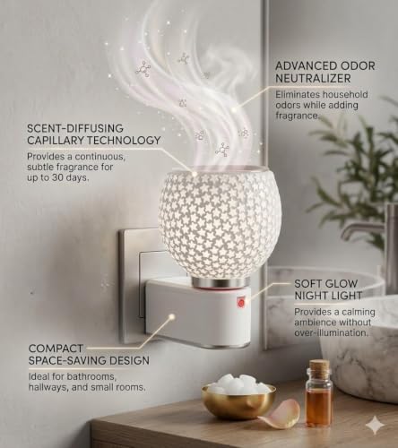Image of RUPIKA | Electric Ceramic Aroma Diffuser Kapoor Dani | Camphor Diffuser Incense Burner Holder Kapoor Dani with Night Lamp for Home, Office (Star)
