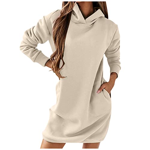Damen Hoodie Kapuzenpullover Lang Sweatjacke Sweatkleid Winterkleid Herbstkleid Kleid Sweatshirt Sweatshirtkleid Kapuzenjacke Kapuzenpulli Kapuze...