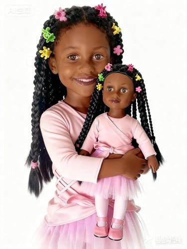 Muñeca afroamericana de 18 pulgadas con cabello rizado miniatura 2