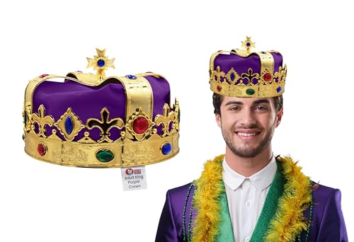 Nicky Bigs Novelties Adult Royal King Queen Crown - Prince Princess Prom Hat - Cosplay Halloween Costume Accessory, Purple/Gold, One Size