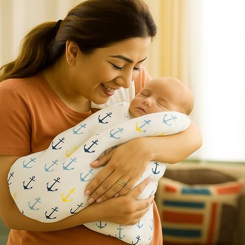 Image of Organic Cotton Muslin Pack of 2 Baby Bath Towel Cotton Cloth Premium Baby Washable, Reusable, Absorbent, Extra Soft 120 X 120 Cm Anchor & Plus