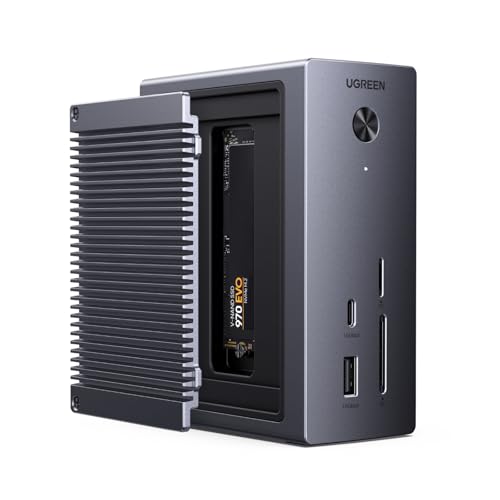 Image of UGREEN Revodok NVMe Docking Station 10-in-1 USB-C Hub 4K@60Hz HDMI, M.2 NVMe SSD Enclosure, 10Gbps USB-C /A, 100W PD Charging, Gigabit Ethernet, SD /TF for MacBook M5, Mac mini M4, Windows Laptop