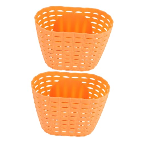 WOONEKY 2pcs Bike Storage Basket Detachable Plastic Basket for Childrens Bikes for Books Snacks and School Supplies Easy to Install Stable and Safe for Leisurely Rides