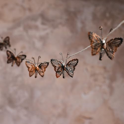 Lights4fun Solar-Lichterkette mit kupferfarbenen Schmetterlingen | mit 10 warmweißen LEDs | Solarbetrieb Sonnenenergie | Sommer Frühling Deko für Außen Garten Terrasse Balkon | Länge 1,8 m