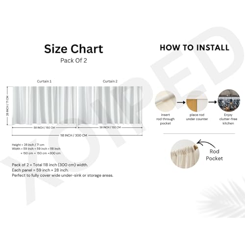 Image of Premium Sink Kitchen Curtain | Waterproof Printed Under Sink Cabinet Curtain for Kitchen Storage & Protection | Stylish Home Decor | (150 x 71 cm) (Kitchen Tool, Pack of 2)