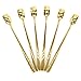 6 PCs Stainless Steel Mixing Spoon with Gold Finish - Stirrer Spoon with Shovel-Shaped Head for Coffee, Ice Tea, Soft Drink, Cocktail, Length 6-1/32-Inch (15.3 cm)