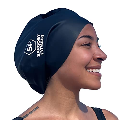 Sargoby Fitness Swim Cap for Dreadlocks and Braids Designed for Voluminous and Bulky Hairstyles Like...
