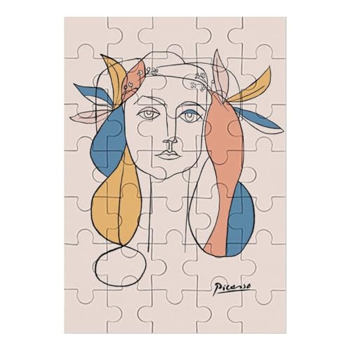 Pablo Picassoパブロ・ピカソ世界のトップ画家による素晴らしい作品の印刷された《ピカソ ポスト カード 額》 木製パズル パズル 娯楽 知育玩具 ストレス軽減 減圧 ジグソーパズル 装飾 室内装飾 壁飾り 誕生日プレゼント 初心者向け 子供 大人