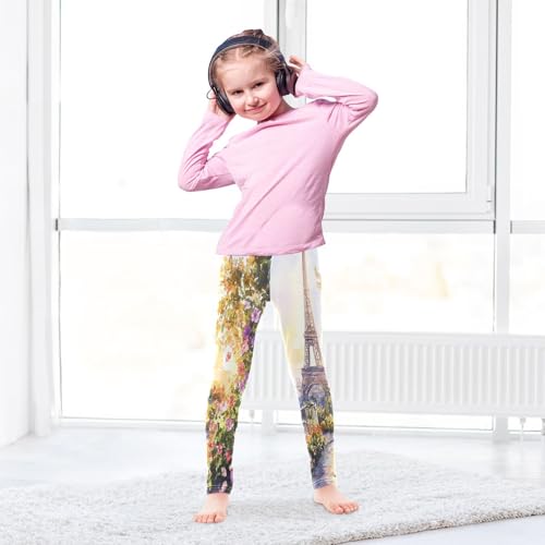Watercolor Eiffel Tower Landscapes Girls Casual Leggings for Kids Printed Long Pant Bottoms Stretch and Soft4