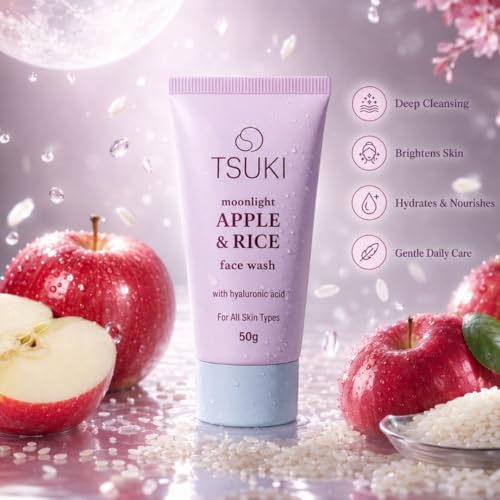 Image of Apple & Rice Facewash, 50 g | Deep Cleansing, Hydration & Skin Brightening, Gentle Daily Cleanser, For Dry, Oily & Combination Skin
