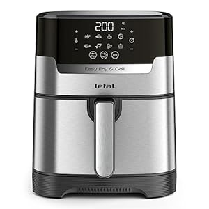 Tefal EY505D Easy Fry & Grill Deluxe heteluchtfriteuse, 2-in-1 technologie (heteluchtfriteuse en grill), inhoud: 4,2 liter, 8 automatische programma's, timer, zwart