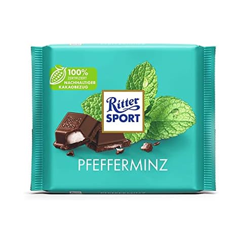 Ritter Sport Pfefferminz 100 g, Halbbitter-Schokolade mit Pfefferminze gefüllt Cover