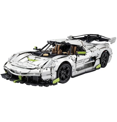 MOCSETS Technik Auto für Koenigsegg Jesko Supersportwagen, Modellauto-Bausatz im Maßstab 1:8, MOC Klemmbausteine Auto Modellbausatz aus 4346+ Teile (Ohne Originalkarton)