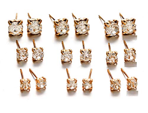 Fabula by OOMPH Jewellery Combo Of 9 Gold Tone Cubic Zirconia Solitaire Delicate Fashion Ear Stud Earrings For Women & Girls(EOIS1R3) (B07SRLSZVJ) Amazon Price History, Amazon Price Tracker