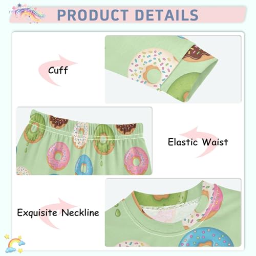 Pajama Sets Long Sleeve Colorful Donuts Sprinkles Soft Comfy Sleepwear 2 Piece PJS 3-8T4