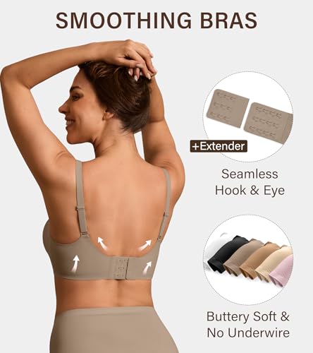 Image of DEANGELMON Seamless Bras for Women No Underwire Comfortable Push Up Bra V Neck Wireless Bralette Full Coverage Wire Free