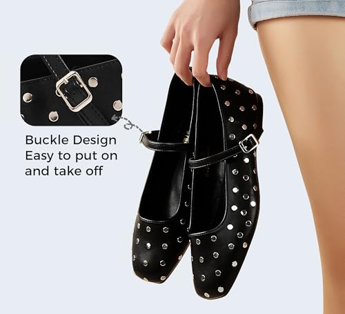 LUCKY STEP Women's Mary Jane Flat Shoes Comfortable Dress Shoes Ankle Strap Round Toe Retro Faux Leather Slip On Flats2