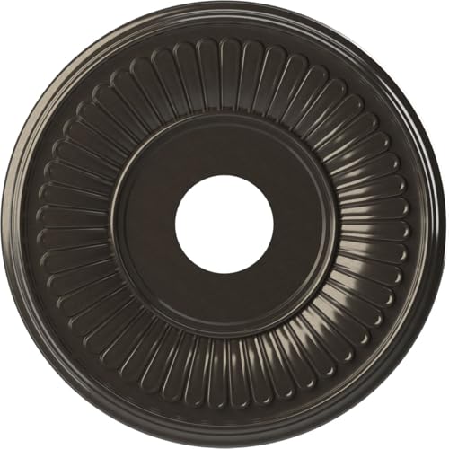 Ekena Millwork CMP16BECCH Berkshire Thermoformed PVC Ceiling Medallion (Fits Canopies up to 7"), 16"OD x 3 1/2"ID x 1"P, Metallic Charcoal