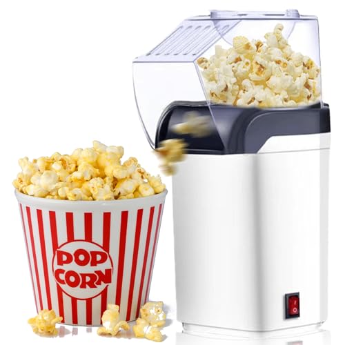 Machine à Pop-Corn 1200 W Sans Matières Grasses, à Air Chaud pour un Pop-Corn Rapide en 2-3 Minutes Idéale pour le Home Cinéma, les Fêtes et Noël