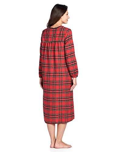 Ashford & Brooks Women's Flannel Plaid Long Sleeve Nightgown, Red Buffalo Check, Xxl #TOP2