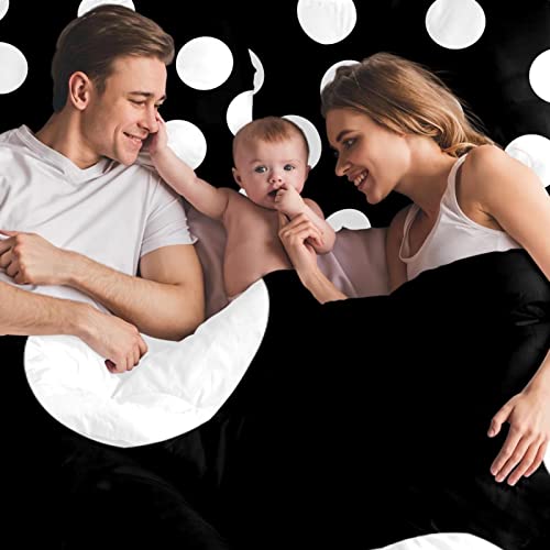 Duvet Covers Set King Moderen White Black Polka Dot - Soft And Breathable Microfiber Comforter Bedding Set With Zipper Closure For Kids Women Men, 1 Duvet Cover 2 Pillowcase #TOP5