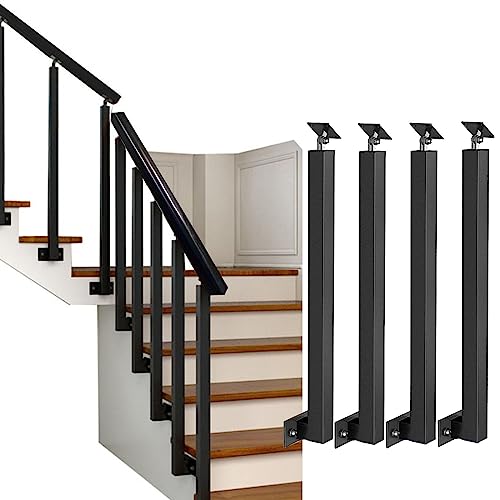 Postes de barandilla de hierro forjado negro minimalista de fijación lateral