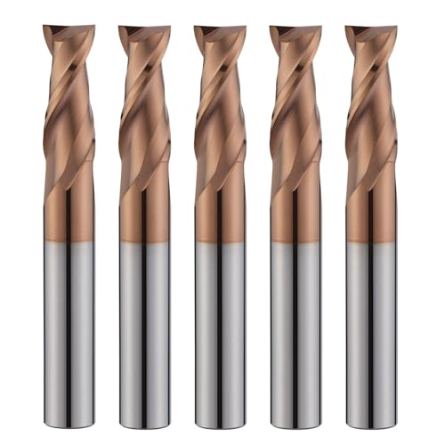 Image of 2 Flute 5 /16 inch Carbide Square End Mill 5PCS Micrograin Milling Bits Sets TISIN Coating CNC Router Bit for Steel