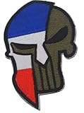 Écusson brodé drapeau américain France casque punisher brassard crochet et boucle militaire applique badge pour motards moto vestes jeans (France)