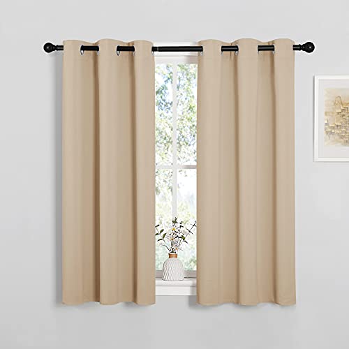 Image of NICETOWN Room Darkening Curtain Panels for Cafe, Thermal Insulated Grommet Room Darkening Draperies /Drapes for Window (Biscotti Beige, 2 Panels, W34 x L45 inch)