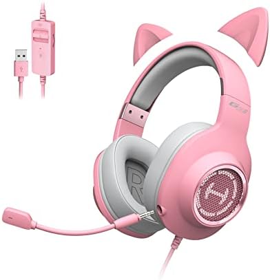 Edifier HECATE G2 II Gaming Headset – Noise Canceling USB Wired Headphones for PC/MAC/ PS4/ PS5 with 7.1 Encompass Sound – Removable Cat Ear and Micrphone – 50mm Drivers – LED RGB Mild – Pink Edifier HECATE G2 II Gaming Headset – Noise Canceling USB Wired Headphones for PC/MAC/ PS4/ PS5 with 7.1 Encompass Sound – Removable Cat Ear and Micrphone – 50mm Drivers – LED RGB Mild – Pink