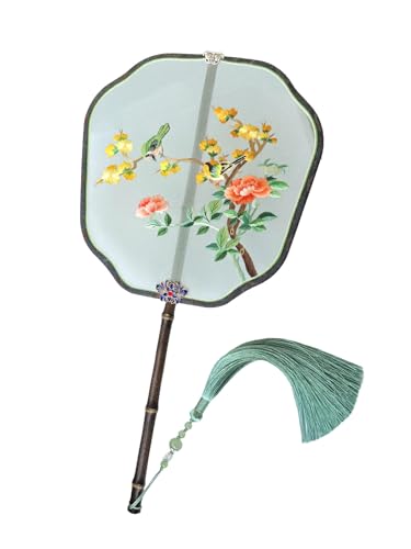 Éventail en soie anti-chaleur brodé main HangErFeng 326 accessoire discret contre la canicule