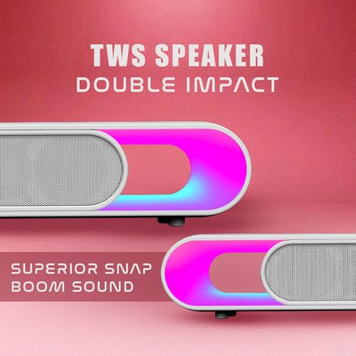 Image of Boom X Pro 16W Party Speaker with Upto 8Hr Music, Clear Sound, Multi-Compatibility, RGB Lights, TWS Feature Double Power - Just White
