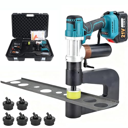 Perforadora hidráulica eléctrica, perforadora hidráulica de alta resistencia para metal, máquina de perforación eléctrica con 6 matrices, para perforación de placas de aluminio, cobre y hierro