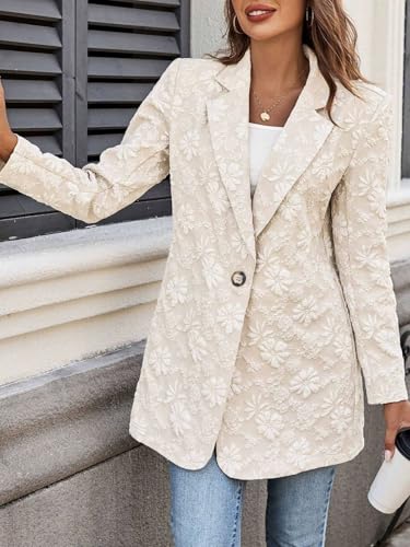 Casual Blazers for Women Floral Long Sleeve Open Front Business Baggy Long Blazer Suit Jackets3