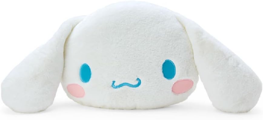 Original Sanrio Puroland Cinnnamoroll Face Shaped Cushion Pillow S Size 22.04 x 3.93 x 10.23 Inches Japan Import with Kanji Love Sticker Original Package