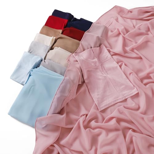 HURESON Instant Chiffon Hijab Set 3-in-1 Hijabs Scarf with Built-in Magnets and Undercap Head Wraps with Modal Cap (New Pink 16#)