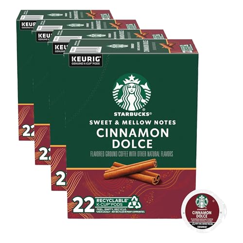 Image of Starbucks K-Cup Coffee Pods, Flavored Hot or Iced Coffee, Cinnamon Dolce, 22 Keurig Pods (Pack of 4)